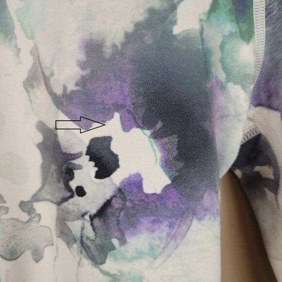 Athleta Size S Floral Mudra Capri Mesh Crop Leggings White Green Purple - Picture 10 of 12